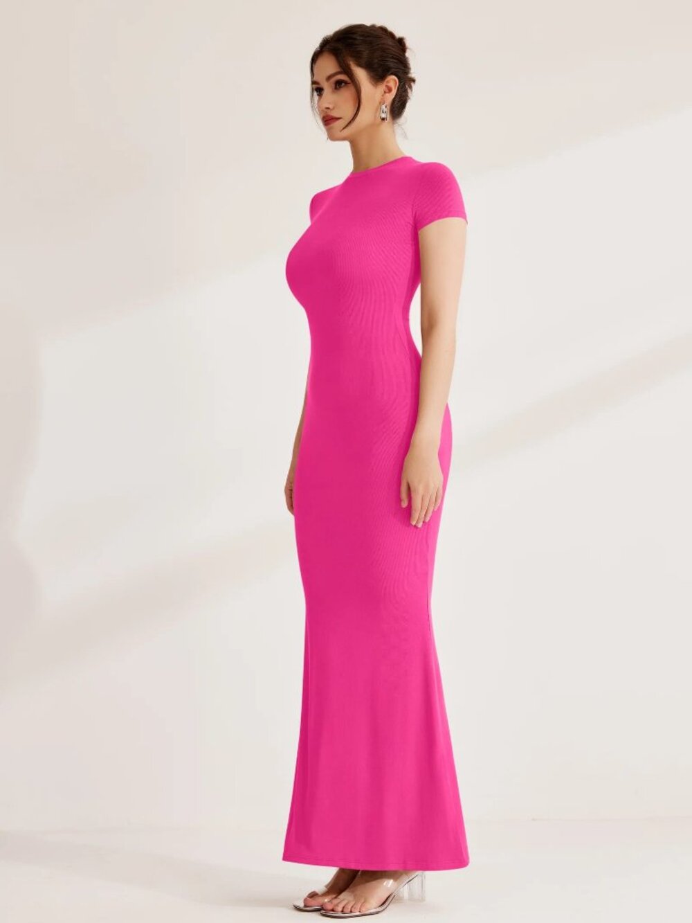 Reoria Small Rose Red (pink) Ribbed Classic Allure Lounge Mermaid Dress 80% off